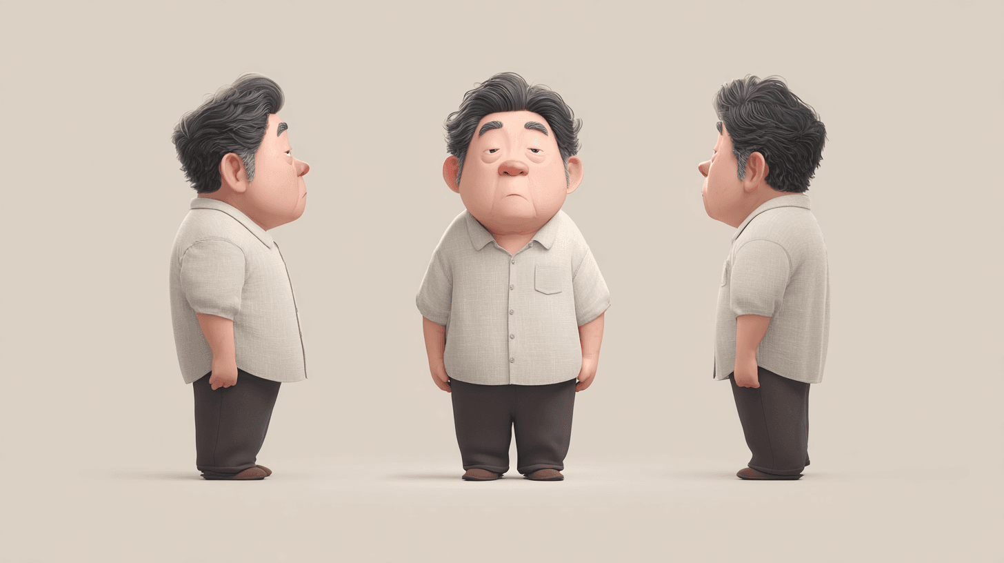 ตัวละครการ์ตูนชายอ้วน 3 มิติ