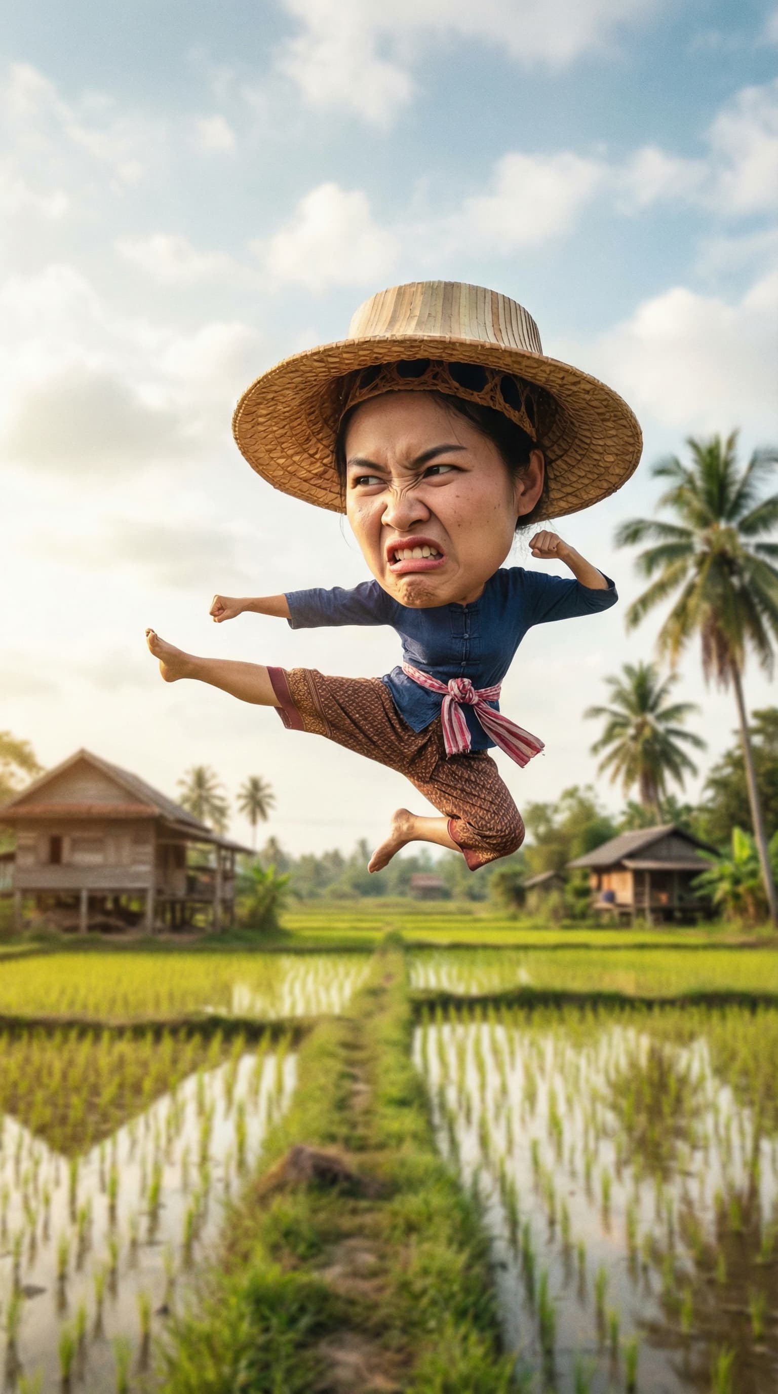 ภาพการต่อสู้ที่มีชีวิตชีวาในทุ่งนา