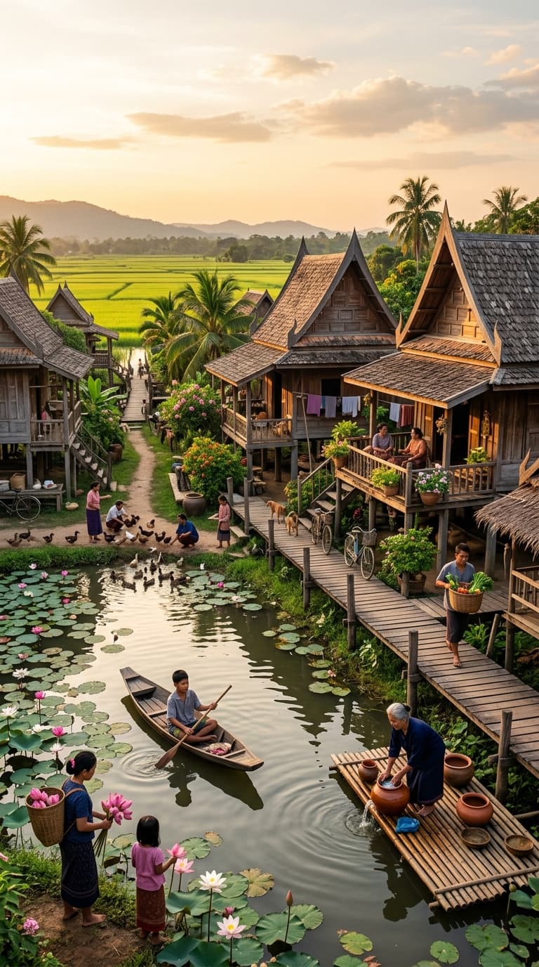 ชีวิตในหมู่บ้านไทยที่มีเสน่ห์